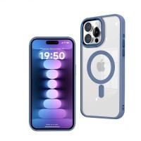 Чехол-накладка J-Case MagSafe для iPhone 15 (Синий-прозрачный)