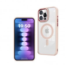 Чехол-накладка J-Case MagSafe для iPhone 15 (Розовый-прозрачный)