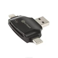 Кардридер COTEetCi 83014-BK 4in1 Type-C/USB 3.0/Lightning to MicroSD - SDCard (черный)