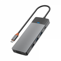 USB-C Хаб WiWU Linker A921HV USB-A/2xUSB3.0/TF/SD/HDMI/PD/VGA/USB-C (Серый)