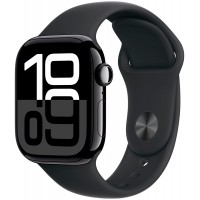 Apple Watch Series 10, 46 мм, корпус из алюминия "Черный глянец", спортивный ремешок цвета "Черный".
