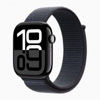 Apple Watch Series 10, 46 мм, корпус из алюминия цвета «Черный глянец», ремешок Sport цвета «Ink».