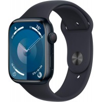 Apple Watch SE 2, 44 мм, корпус из алюминия цвета «Темная ночь», спортивный ремешок цвета «Темная ночь».