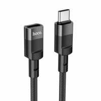 Переходник HOCO U107 TypeC(штекер) to TypeC(гнездо) 1.2m (черный)