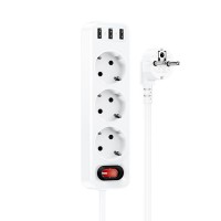 Сетевой фильтр HOCO NS2 3xUSB-A(5V;2.4A)/3x220V (белый)