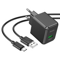 Зарядное устройство HOCO CS12A USB-A 18W QC3.0, кабель Type-C to USB-A 1m (черный)
