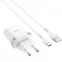 Зарядное устройство HOCO C12Q 18W + USB/Type-C 1m (белый)