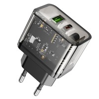 Зарядное устройство HOCO N34 USB-A/Type-C 20W QC3.0/PD20W + Type-C to Type-C (Черный)