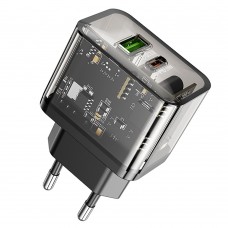 Зарядное устройство HOCO N34 USB-A/Type-C 20W QC3.0/PD20W + Type-C to Type-C (Черный)