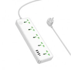 Сетевой фильтр HOCO AC13A 3*USB(5V;3.4A)/USB-C(5V;3.4A)/5*220V (Белый)