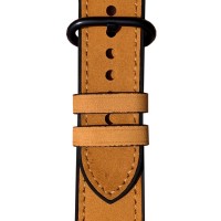 Кожаный ремешок+силиконовый бампер для Apple Watch 44мм (коричневый)