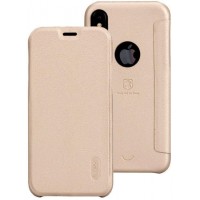Чехол-книга LENUO для iPhone X (золото)