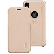 Чехол-книга LENUO для iPhone X (золото)