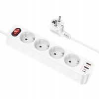 Сетевой фильтр HOCO NS1 4x220v/2*QC3.0/PD18W 1.8m (белый)