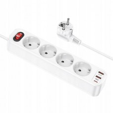 Сетевой фильтр HOCO NS1 4x220v/2*QC3.0/PD18W 1.8m (белый)